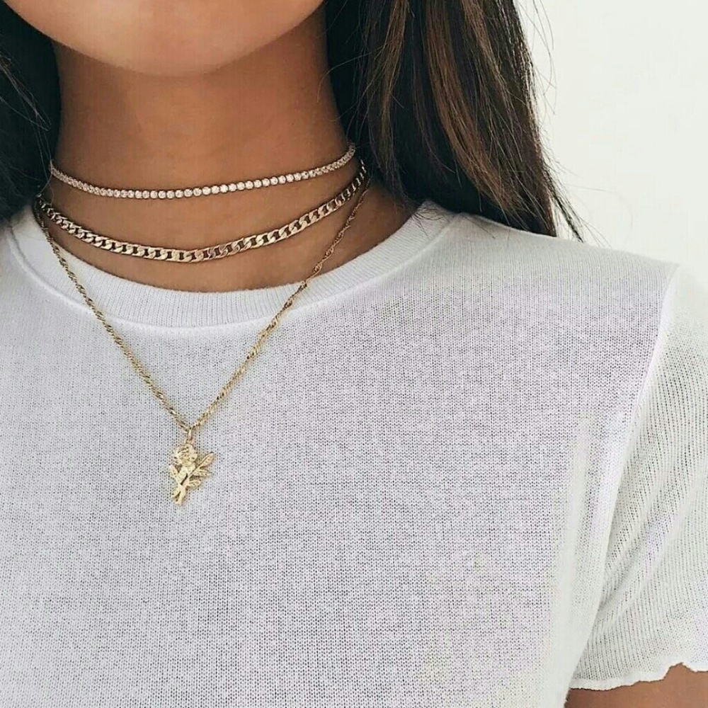 3 pcs Gold Necklace Set